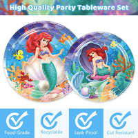 1 x RAW Customer Returns Antsparty Mermaid Party Tableware Set, 81pcs Children s Birthday Cutlery Set with Mermaid Plates, Cups, Napkins Tablecloth, Mermaid Party Set for Girls Birthday 20 Guests  - RRP €20.4