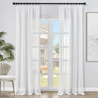 1 x RAW Customer Returns Topfinel voile curtains with ruffle tape in linen look transparent for living room bedroom window plain white set of 2 140 x 245 cm W x H  - RRP €15.72