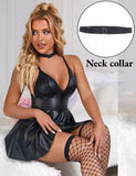 1 x RAW Customer Returns Latex Clothing Woman Sexy Plus Size Latex Dresses for Women Curvy Leather Dress Lingerie Women Sexy Underwear Elegant Short Faux Leather Party Dress Mini Dress Clubwear Chubby Lingerie Outfit Black,XL - RRP €21.17