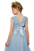 1 x RAW Customer Returns Danna Belle Girls Princess Dresses 146 Children Flower Girl Wedding Festive Party School Enrollment Lace Tulle Dress Summer Baptism Evening Communion Dresses Long 152 Blue - RRP €39.99