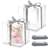 1 x RAW Customer Returns RHBHY 2 pieces cake box cake box 26 26 25cm cake box transparent cake transport boxes gift box transparent with base and ribbon for birthday dessert 26 26  - RRP €19.99