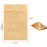 17 x Brand New SumDirect 50 Pieces Kraft Zip Paper Resealable Bags with Closure, Food Packaging Bags with Window for Coffee Bean Leaf, Cookies, Tea, Snacks 10 x 15cm  - RRP €387.6