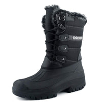 1 x RAW Customer Returns Knixmax Snow Boots Fur Lined Winter Boots Waterproof Soles Warm Lace-up Shoes Women Black 40EU - RRP €47.81