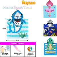 4 x Brand New Rayson Kids Hooded Towel Baby Beach Towel Quick Drying Soft Breathable and Super Absorbent Beach Holiday Dinosaur Driver  - RRP €91.2