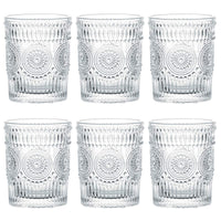 1 x RAW Customer Returns Kingrol 6 pieces water glasses 270 ml embossed drinking glass vintage juice glasses cocktail glasses long drink glasses for water juice beer milk drinks - RRP €23.78