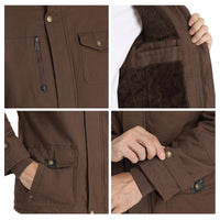 1 x Brand New CHEXPEL Men s Thick Winter Jackets with Hood Fleece Lining Cotton Military Jackets Work Jackets with Cargo Pockets, Brown-02, Large - RRP €73.16