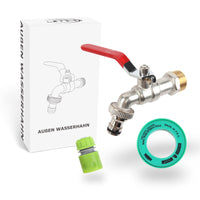 1 x RAW Customer Returns JMH garden faucet - ball valve 3 4 inch with hose connection sealing tape - outdoor faucet leak-proof frost-proof - garden faucet outside - RRP €12.05