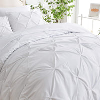 1 x RAW Customer Returns Lanqinglv Pintuck bed linen 200x220 cm white luxury pleated reversible bed linen set made of microfiber, 1 double bed duvet cover with zipper and 2 pillowcases 80x80cm - RRP €41.34