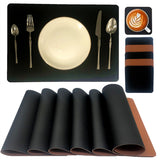 1 x RAW Customer Returns CZandCZ Placemats Washable Set of 6, Coasters, Double-Sided Placemats, Leather Look Artificial Leather Waterproof Placemat, Non-Slip Placemat for Home Kitchen Restaurant, 43 x 30 cm - RRP €18.99