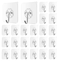 7 x Brand New XCOZU 24 Pieces Transparent Adhesive Hooks, Removable Wall Hooks for Bathroom, Kitchen, Door, Waterproof and Oil-Resistant Towel Hooks 10kg  - RRP €48.3