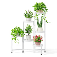 1 x RAW Customer Returns iDavosic.ly Metal plant stand with 6 levels, flower stand plant shelf flower shelf indoor outdoor, foldable flower stairs indoor plant stand shelf for garden balcony living room round, white  - RRP €54.44