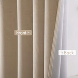 1 x RAW Customer Returns MIULEE Short Curtains 100 Opaque Velvet Short Curtains for Bedroom Opaque Thermal Curtains with Eyelets Cold Protection Blackout Curtain Set of 2, HxW 145x140 cm Beige - RRP €40.33