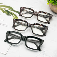 1 x RAW Customer Returns KoKoBin 3 x Reading Glasses Anti-Glow Reading Glasses Plus Size Square Elegant Anti-Fatige Clear Lens for Men Leopard Black Blue Leopard Brown 1.5 - RRP €60.0