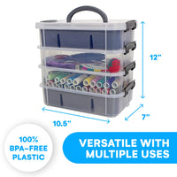 1 x RAW Customer Returns Bins Things - Stackable Plastic Boxes with 2 Trays - Compartments for Crafts, Beads - with Lid - Sewing Boxes - RRP €31.6