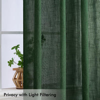 1 x RAW Customer Returns MIULEE Curtains Bedroom Curtain Dark Green Curtain Living Room Linen Look Curtains with Eyelets Window Semi-Transparent Curtain Modern Interior Balcony Door Kitchen Curtains 140 x 245 cm - RRP €36.39