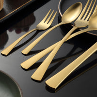 1 x RAW Customer Returns Funnydin 30 Piece Cutlery Set for 6 People, Premium Stainless Steel Cutlery Set with Fork, Knife, Spoon, Dishwasher Safe, Unique and Elegant Gold Look - RRP €29.03