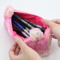 1 x Brand New Cute Plush Gradient Pencil Case Colorful Pen Bag Soft Makeup Bag Coin Purse Storage Stuffed Animal Bag for Women Girls Daughter School Office Red - RRP €32.4