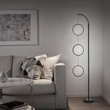 1 x Brand New Foaono modern floor lamp to match living room decor - Contemporary curved floor lamp with 3 circular pendulums - Arched pole over the sofa - Eclectic - Gold  - RRP €54.91