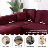 1 x RAW Customer Returns Jaotto Sofa Covers Sofa Cover Elastic Spandex Stretch Sofa Covers Couch Cover for L-Shaped Sofa Universal Washable Sofa Cover 2 Pack Anti-Slip 3 Seater 3 Seater, Bordeaux  - RRP €58.99