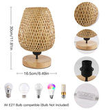 1 x RAW Customer Returns Comely Woven Bamboo Table Lamp, Desk Lamp, E27 Table Lamp with Natural Wood Base for Living Room, Children s Room, Desk and Bedroom, Max 60W - RRP €37.99