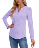 1 x Brand New MINTLIMIT Blouses Tunics for Women Long Sleeve Blouse V Neck T Shirts Business Tunic Tops EU 52 VT-Purple XXL  - RRP €27.6