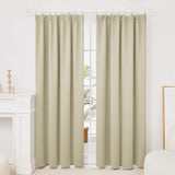 1 x RAW Customer Returns Deconovo Thermal Insulating Blackout Curtains for Bedroom Windows with Doradas 2 Pieces 140x210cm Dark Beige - RRP €39.49