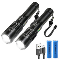 1 x RAW Customer Returns efluky LED flashlight, extremely bright 2000 lumens USB rechargeable XHP50 LED flashlights with zoomable 5 lighting modes, with 2000mAh battery, IPX4 waterproof for camping, hiking, outdoor and emergency - RRP €16.99