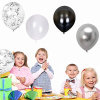 7 x Brand New Gxhong Pack of 80 Balloons Silver White Black Matellic Balloons Silver Confetti Balloons Latex Balloons Helium Colorful Balloons for Wedding Girls Boys Birthday Party Decoration Silver  - RRP €84.7