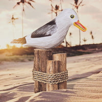 1 x RAW Customer Returns IMAGO Decoration Garden Decoration Maritime Seagull Seagull Bird Birds with Child on Dalbe Wooden Decoration Seagull with Child  - RRP €20.06