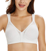 1 x RAW Customer Returns Lemorosy Reducer Bra with Front Closure for Women Minimizer Basic Bra Plus Size Non-Wired Non-Padded Full Cup 100B, White  - RRP €24.78