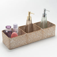 1 x RAW Customer Returns Seagrass Storage Basket Rectangular Shelf Baskets Natural Woven Braided for Organizing Toilet Paper Whitewash 42cm x 14cm x 9cm  - RRP €20.99