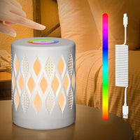 1 x RAW Customer Returns Hensam Bedside Lamp Touch Dimmable, Battery Table Lamp with USB Charging Station and 3 Light Modes, Mood Light with 256 RGB Colors for Bedroom, Children s Room, Living Room, Outdoor, Gift Pattern  - RRP €12.99