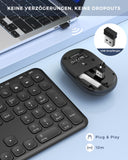 1 x RAW Customer Returns seenda wireless keyboard with mouse, 2.4G USB Type C keyboard and mouse with mobile phone holder for computer, laptop, tablet, smart phone, MacBook, full size QWERTY layout, black - RRP €25.2