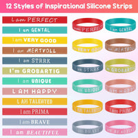 1 x RAW Customer Returns Huiguli 24 Pieces Motivational Bracelets in English, 20.2 cm Inspirational Sayings Silicone Bracelets, Motivational Silicone Bracelet, Encouragement Gifts Party Favors for Colleagues Teenagers Children - RRP €8.24