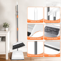 1 x RAW Customer Returns MASTERTOP broom with handle, broom and dustpan set with long handle rubber lip, adjustable shovel and broom set sweeping set for the kitchen home office floor cleaning - RRP €20.05