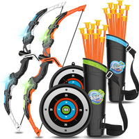 1 x RAW Customer Returns KIZJORYA Bow and Arrow Kids, LED Archery Set Toys Outdoor Games for Children Suction Cup Arrows Targets Quiver Bows Gift for Boys Age 4 6 8 12 Years 2 Pack  - RRP €40.33