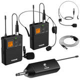 1 x RAW Customer Returns TONOR UHF microphone wireless set with dual headset headband wireless microphone lavalier clip-on microphones bodypack transmitter, receiver 6.35 mm output 60M range wireless microphone for live performances - RRP €73.99