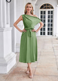 1 x RAW Customer Returns GRACE KARIN Women s Satin Evening Dress for Wedding Elegant A-Line Cocktail with Belt Light Green S - RRP €50.3