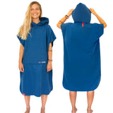 1 x RAW Customer Returns AUTDOOR microfiber bath poncho for women and men - sustainable, made from 100 recycled PET bottles - towel as a changing aid for the beach and water sports - quick-drying and compact medium, blue  - RRP €34.85