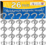 1 x RAW Customer Returns 26 Pack Magnetic Hooks, 22lb Powerful Magnetic Hooks, Heavy Duty Magnetic Hooks, Neodymium Magnetic Hooks, Hook Magnets, Magnetic Hooks for Car, Ceiling, Bathroom, Kitchen - RRP €21.6