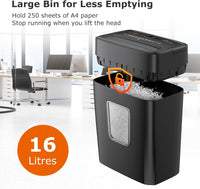 1 x RAW Customer Returns Bonsaii Paper Shredder Cross Cut 6 Sheets, Paper Shredder P4 Shreds Credit Cards Clips for Home Small Office, Shredder with Portable Handle 16L Wastepaper Basket C261-D  - RRP €40.33