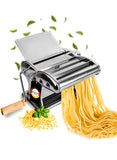 1 x RAW Customer Returns CRANEVIEW pasta machine manual stainless steel including pasta dryer, pasta maker, pasta press, pasta machine with vintage wooden handle and 3 different cutting options - RRP €53.34