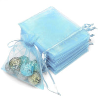 1 x RAW Customer Returns RAPECOTT 9 x 12 cm Pack of 100 Organza Drawstring Tulle Bags Communion Favors Jewelry Bags Christmas Favors Light Blue  - RRP €20.4