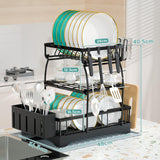 1 x RAW Customer Returns Yorbay dish drainer, dish drainer with draining mat, stainless steel dish drainer, dish drainer rack, dish rack, black 3-tier  - RRP €26.21