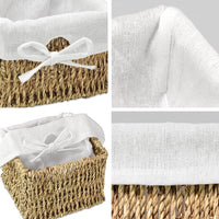 1 x RAW Customer Returns EZOWare Set of 6 Hand-Woven Natural Seagrass Multi-Purpose Storage Baskets with Linen Lining for Kids Room, 14 x 14 x 10 cm - RRP €31.38