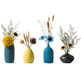 1 x RAW Customer Returns Sziqiqi Small Ceramic Vases for Flowers Decorative Vase Set for Living Room Mini Handmade Matte Vases for Table Decoration Modern Navy Green Yellow Sky Blue Black Color Vases Set of 4 - RRP €38.32