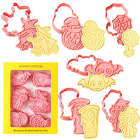 2 x Brand New Orapink Halloween cookie cutter set, 6-piece Halloween cookie cutter set, plastic Halloween cookie stamps, Halloween cartoon fun cookie molds. - RRP €13.98