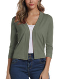 1 x RAW Customer Returns Women s 3 4 Sleeve Open Front Bolero Cardigan Shrug Solid Cardigan Top M, Light Olive Green  - RRP €32.11