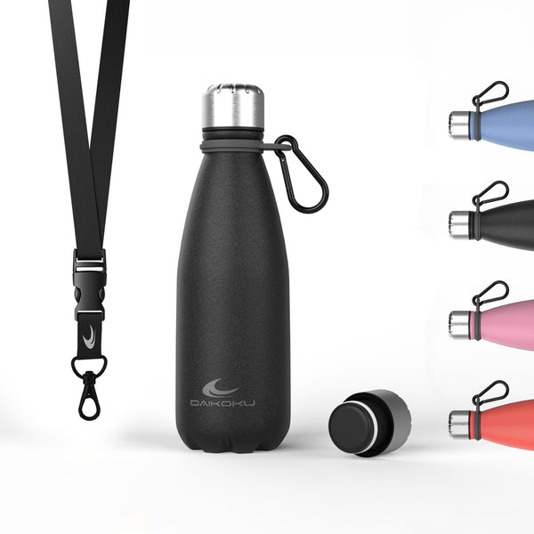 1 x RAW Customer Returns Daikoku, Stainless Steel Thermal Bottle Double Wall Insulation 100 Anti-leak Safe and Healthy, BPA Free Multifunctional, Ideal Sport thermo Stainless Steel, Black, 350 ML - RRP €11.79