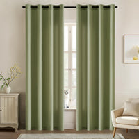 1 x RAW Customer Returns MIULEE voile curtains with eyelets curtains semi-transparent blinds curtain transparent eyelet curtain living room loop curtain set of 2 140 x 225 cm bean green - RRP €30.24